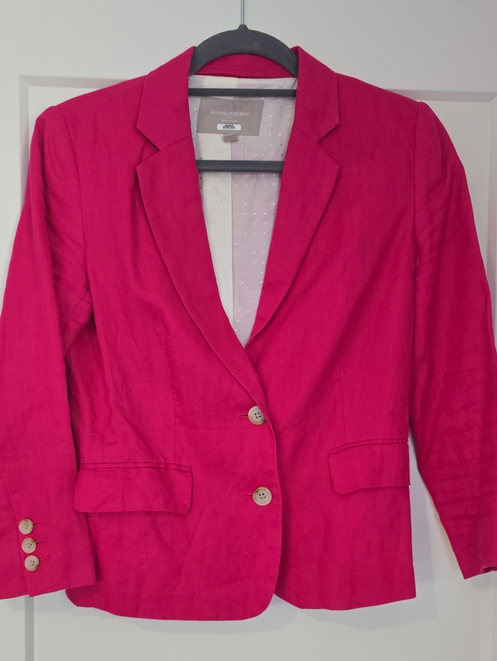 Banana Republic Hot Pink Linen-Blend Blazer